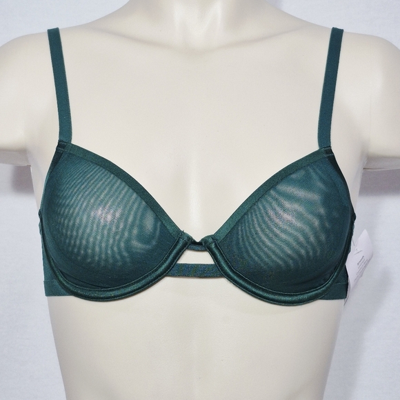 32A Auden Smooth Unlined Comfort Wire Demi‎ Coverage UW Bra Green NWT - Picture 1 of 7